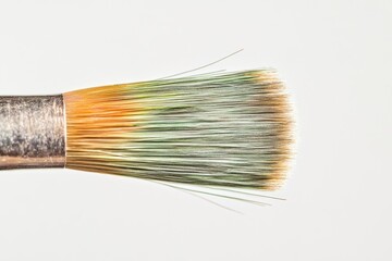 Fototapeta premium Close-up of a paintbrush's bristles, showcasing its texture and color variations.