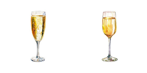 champagne watercolor vector illustration