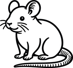 Rat outline art vector illustration on isolated white background