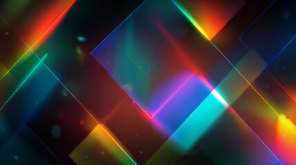 Obraz premium Neon multicolored geometric shapes on a dark background. Bright, abstract, futuristic background.