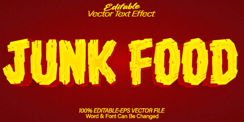 Junk Food Vector Text Effect Editable Alphabet Cartoon Meal Unhealty Snack