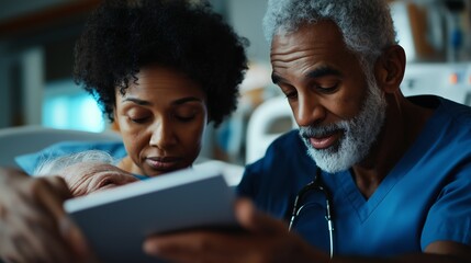 Healthcare professionals provide compassionate care to an elderly patient during a hospital visit