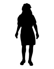 silhouette of a young woman standing isolated on white background 