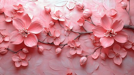 Delicate pink floral blossom illustration rendered in high resolution creates a stunning elegant aesthetic.