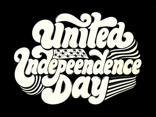 Happy 4th of July typography design with vertical American flag brush stroke on both sides, vector illustration.
