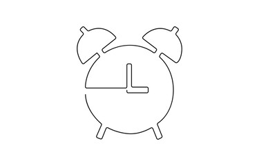 Alarm clock in continuous one line drawing. Single line art draw of vintage alarm clock. Editable vector, Alarm clock continuous line art. Editable outline.