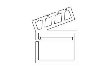Continuous one line drawing of Film Clapper, Clapper board continuous one line drawing. Movie scene episode production concept, Movie scene episode production concept. Vector illustration isolated on.