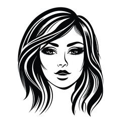 girl with long hair vector on white background