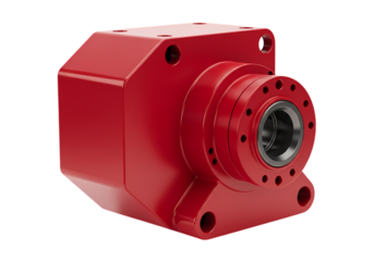 Industrial Red Gearbox isolated on transparent background