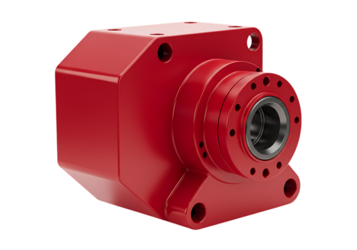 Industrial Red Gearbox isolated on transparent background