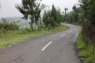 View of the rural area from the asphalt road.