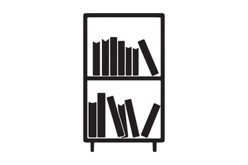 Bookshelf Silhouette Vector Icon