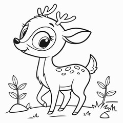 Shy Deer a baby deer with big eyes and small antlers, standing shyly with a gentle smile