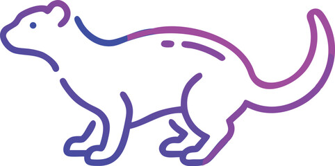 Simple gradient line art depicts a stylized stoat standing gracefully on a white background