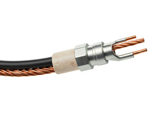 Closeup of a Coaxial Cable Connector isolated on transparent background