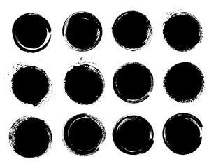 Black grunge round shapes brush strokes