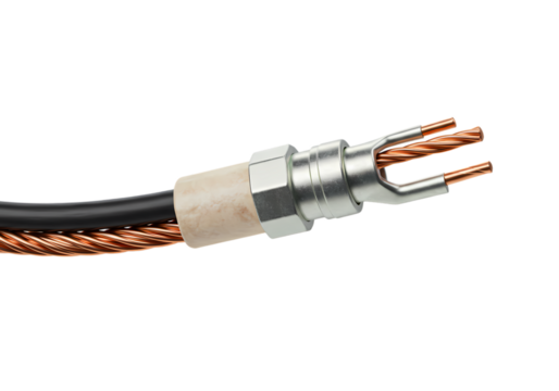 Closeup of a Coaxial Cable Connector isolated on transparent background