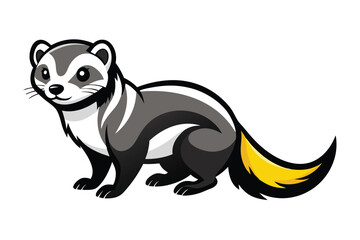 shows a weasel standing with black markings and white highlights clearly visible