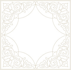 Monoline Indian Floral Decorative Frame