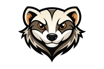 The adorable face of a mongoose shines, depicted with black outlines on a white background