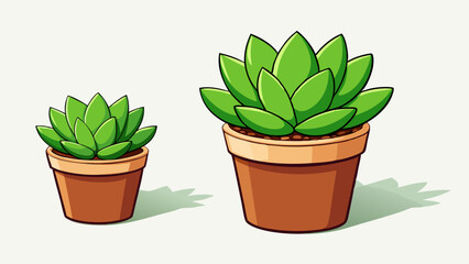 casting soft shadows on a light beige background cactus in flowerpot cut out.