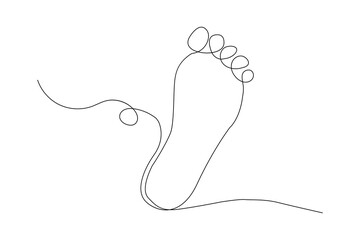 Single line sketch of a human foot sole isolated outline in minimalist style