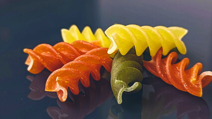 Colorful Fusilli Pasta Display - A Vibrant Culinary Delight for Creative Food Concepts