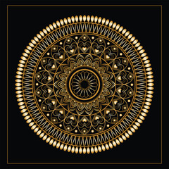 golden mandala on black background