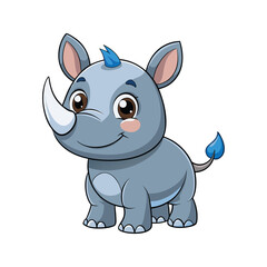 Obraz premium Friendly cartoon rhino with soft gray color Vector illustration isolated on white background