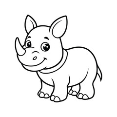 Fototapeta premium Friendly cartoon rhino with a smile silhouette isolated on white background