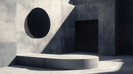 Gray concrete architectural display podium.