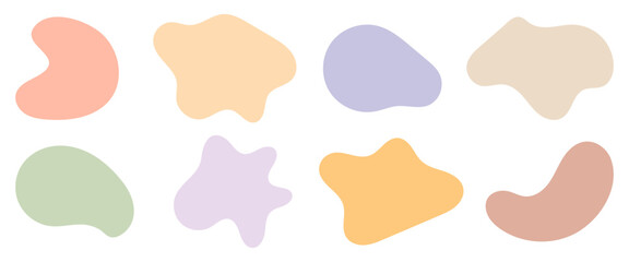 Pastel Organic Blob Shapes Collection. Soft Abstract Minimalist Elements for Modern Design and Backgrounds