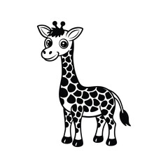 Obraz premium Friendly giraffe character with spots silhouette isolated on white background