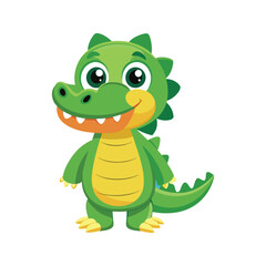 Fototapeta premium Friendly green crocodile cartoon character Vector illustration isolated on white background