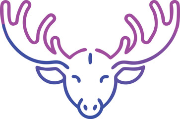 Majestic stag head illustration shows its detailed antlers against a stark white background