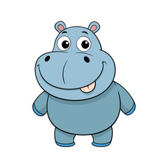 Fototapeta premium Friendly hippo character vector illustration isolated on white background