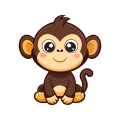 Friendly monkey mascot design for kids Vector illustration isolated on white background