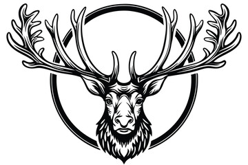 Silhouette of a majestic deer showcases its elaborate antlers and detailed fur texture