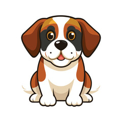 Friendly saint bernard dog with playful expression vector illustration isolated on white background