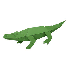 Origami Siamese Crocodile Made of Folded Green Paper, Cutout Transparent PNG