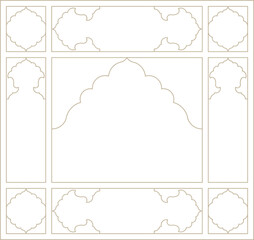 Fototapeta premium Monoline Indian Traditional Arch frame