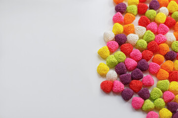 Sweets. Marmalade candy. A large selection of colorful candy on the table.