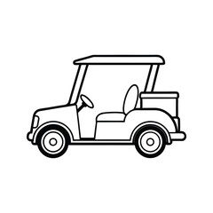 Fototapeta premium Golf cart with canopy silhouette isolated on white background