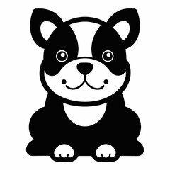 cute bulldog baby carton silhouette black color vector icon on white background