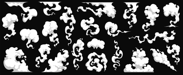 Cloud set, cartoon vector illustration isolated on gray background