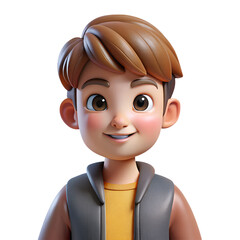smiling 3D cartoon boy enjoying 
