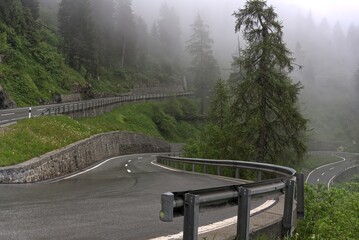 Pass road to the Maloja Pass in Switzerland.