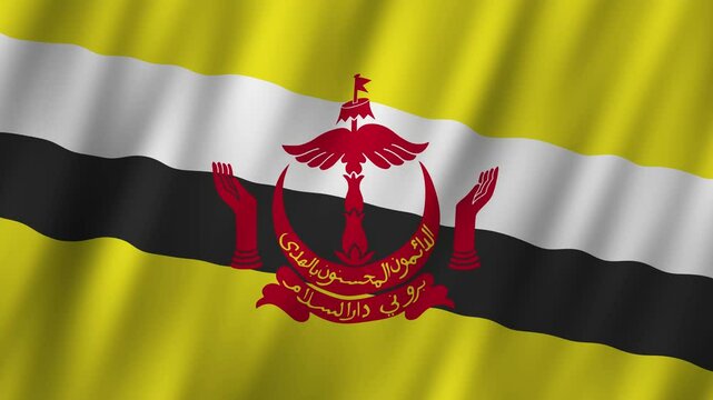 Brunei flag waving in the breeze at a cultural event