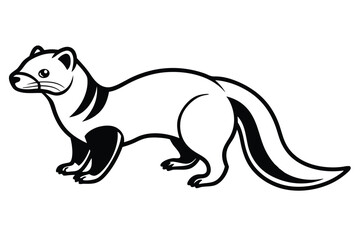 Beautiful stylized brown and tan ferret watches carefully with an alert, determined look