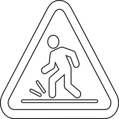 Hazardous slippery surface symbol denotes a potentially dangerous area, perfect for hazard communication, safety signage, and caution alert needs related to pedestrian safety.